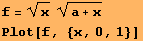 f = x^(1/2) (a + x)^(1/2) Plot[f, {x, 0, 1}] 