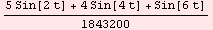 (5 Sin[2 t] + 4 Sin[4 t] + Sin[6 t])/1843200