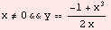 x≠0&&y (-1 + x^3)/(2 x)