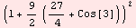 (1 + 9/2 (27/4 + Cos[3]))^2