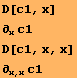 D[c1, x] ∂_x c1 D[c1, x, x] ∂_ (x, x) c1 